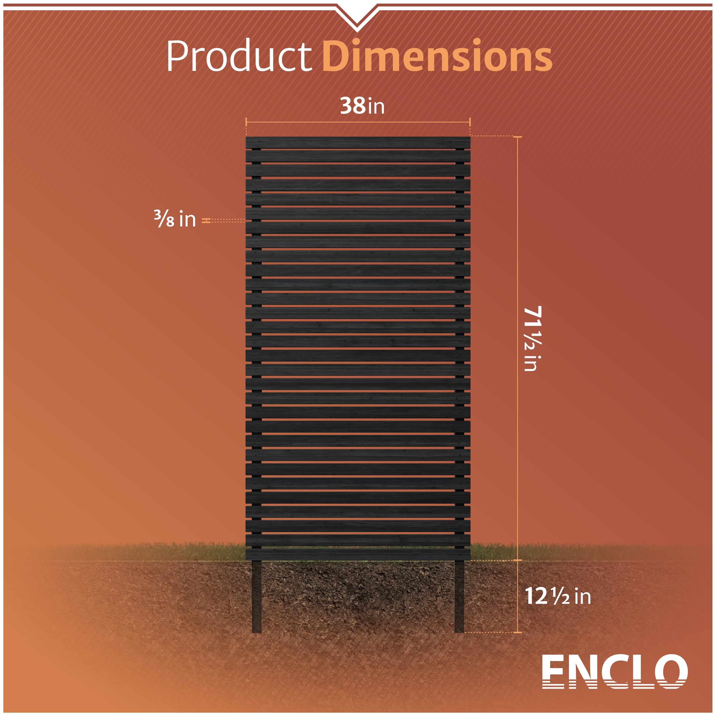 6ft H x 3.1ft W (1 Panel) No Dig Enclo Aspen Charcoal Wood Privacy Screen, Decorative Patio Privacy Screen, Great to Hide Trash Cans, Outdoor Privacy Fence Panel, Air Conditioner Fence, EC18042