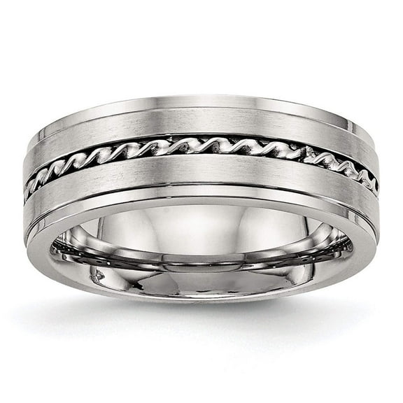 Primal Steel Stainless Steel Brushed and Polished Twisted 7.00mm Band
