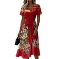 thumbnail image 2 of Women's 250th Anniversary Usa Dresses Midi American Flag Dress Stretchy Slim Fit Summer Evening Party Dress, 2 of 5