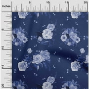 oneOone Georgette Viscose Navy Blue Fabric Florals Quilting Supplies Print Sewing Fabric By The Yard 42 Inch Wide-VOK