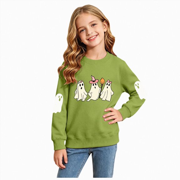 Futezty Boys Girls Halloween Shirts Kids Ghost Graphic Tees Raglan Long Sleeve T-Shirt 2T-7T