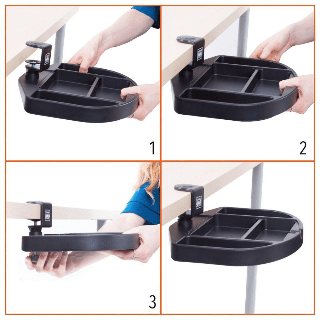 Stand Steady Original Desk Potato - Clamp-On Swivel Pencil Drawer and Desk Organizer | Unique Desk Organizer Provides Under Desk Storage for Pens, Pencils, Paper Clips & More! (Clamp-on Desk Drawer)