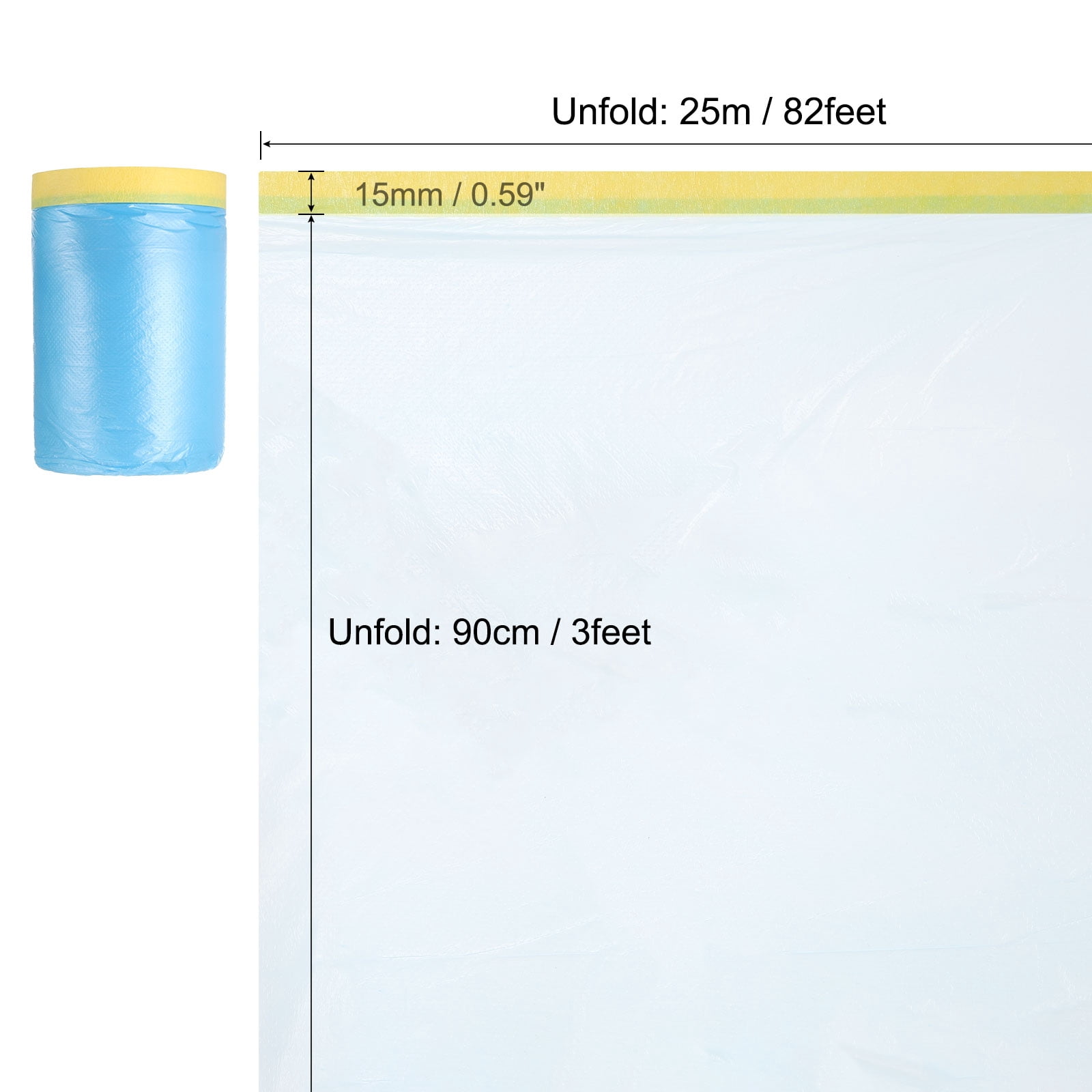 Uxcell Pre-Taped Masking Film, 3ft x 82ft Medium-Tack Painters Tape Blue Film 6Pcs