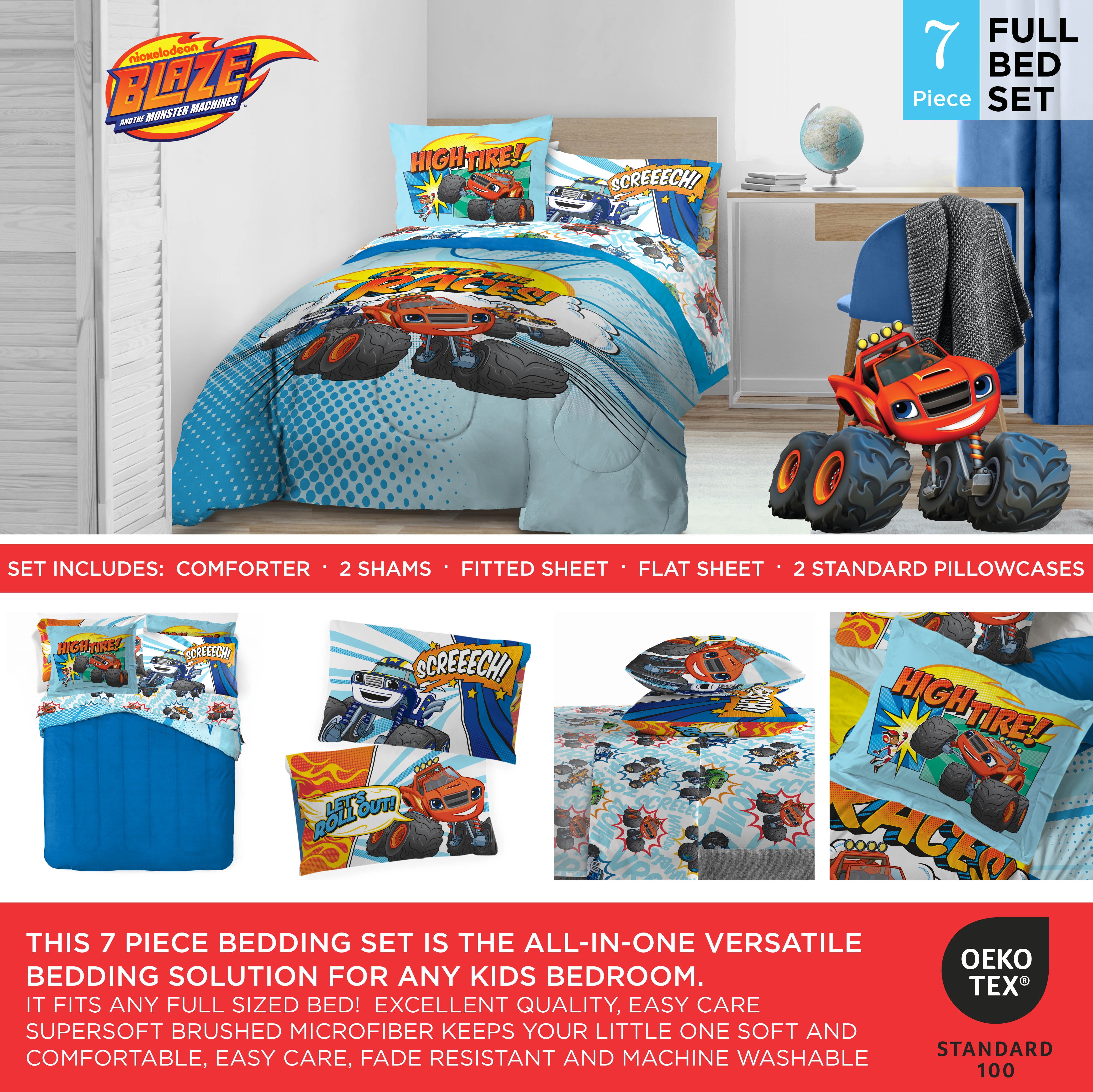 Blaze Off to the Races Trucks Kids Multi-Color Toddler Bed in a Bag