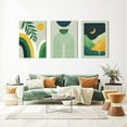 thumbnail image 2 of Framed Canvas Wall Art Set of 3 Boho Wall Decor Mid Century Modern Wall Art Neutral Abstract Geometric Canvas Prints Sage Green Boho Wall Art Ready To Hang for Bathroom Bedroom 12"X16", 2 of 6