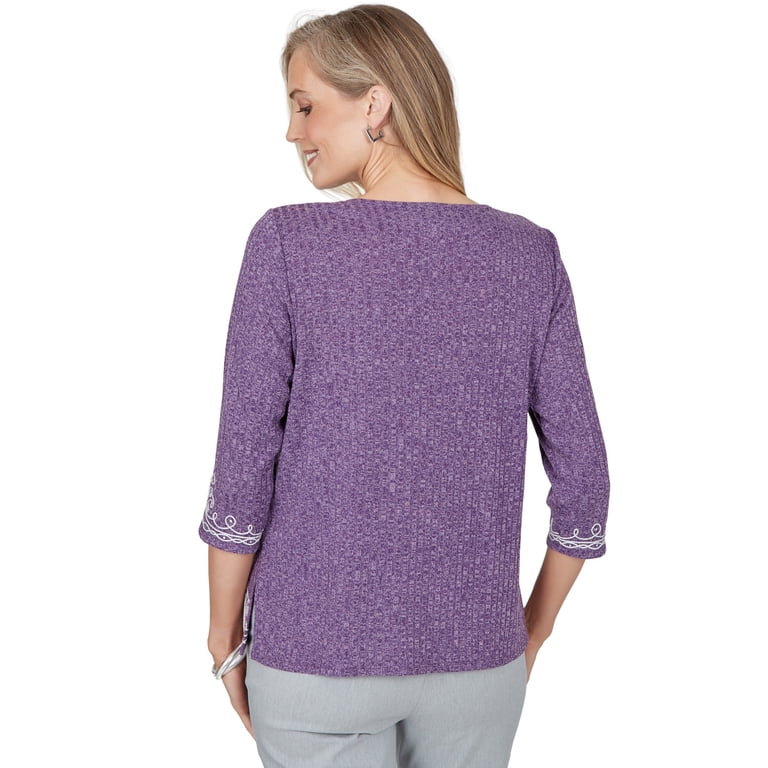 Alfred Dunner Womens Soutache Border Knit Top With Necklace - Walmart.com