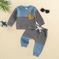 thumbnail image 5 of Xudanell Baby Outfits Boy Fall 6 12 18 24 Months Boy Clothes Contrast Color Trendy Sweatshirt Trousers Suit, 5 of 7