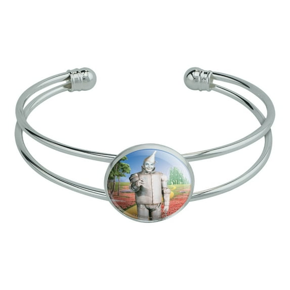 Wizard of Oz Tin Man Character Novelty Silver Plated Metal Cuff Bangle Bracelet