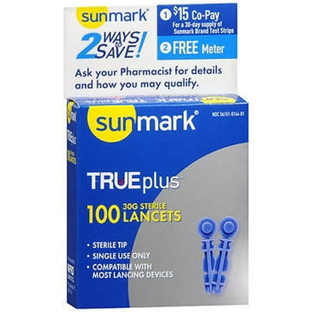 sunmark TRUEplus Twist Top Lancet Needle 30 Gauge, Box of