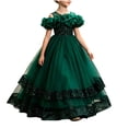 thumbnail image 2 of LEKWK Girls Sparkly Princess Dress Sequin Ruffles Sleeve Tulle Ball Gown Off Shoulder Tiered Pageant Dresses for Birthday Party Stage Performance Costume, 2 of 9