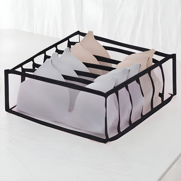 LAMIRO Drawer Organizer Clothes 2 Pcs 6 Compartments Bra Organizer Mesh Drawer Organizer Underwear Sock Drawer Organizer