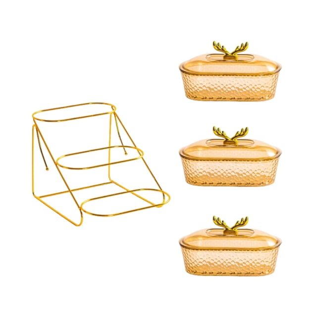 Cesta de frutas con soporte de metal, multifuncional, gran capacidad estilo D 3 cuadrículas
