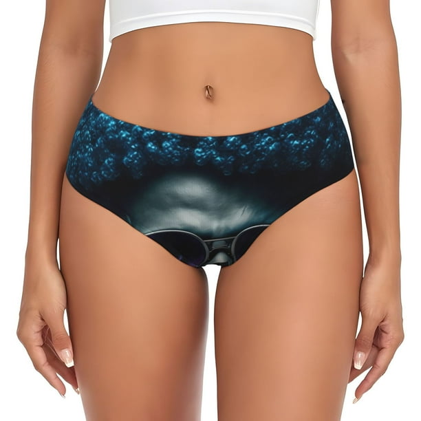Fotbe Punk Style Blue Haired Skull Calzones Estampados para Mujer – Ropa Interior de Algodón, Cómoda, Suave y Elástica-X-Large