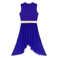 thumbnail image 4 of YONGHS Women's Color Block Lyrical Praise Dance Tunic Sleeveless Stage Performance Dance Dress Royal Blue S, 4 of 5