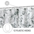 thumbnail image 4 of Extra Long Shower Curtain 72 x 84, Grey Floral Shower Curtain for Bathroom, Watercolor Plant Eucalyptus Leaves Fabric Shower Curtain Set with Hooks, 4 of 6