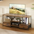 thumbnail image 2 of MCQ 47" TV Stand with 2 Fabric Drawers, Built-in Outlet - Perfect for Living Room and Bedroom, Rust, 2 of 9