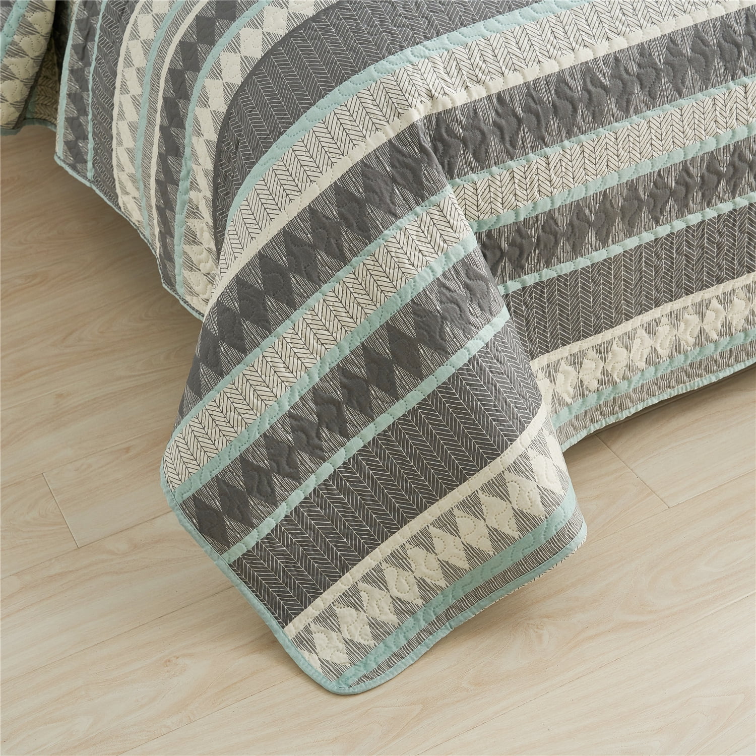 JML 3 Piece Queen Quilt Set 1 Quilt & 2 Shams, Soft Lightweight Coverlet Set, 88"x92"