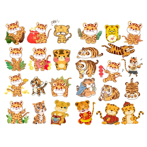 Kawaii Tiger Precut Cute Aesthetic Diary Travel Paper Journal Stickers Scrapbooking Stationery Sticker Flakes Art Supplies