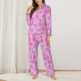 thumbnail image 2 of Picia Donuts Pattern Women’s Long-Sleeve Sleepwear Set - Soft 2-Piece Loungewear with Pockets, Comfy PJs for Relaxing Nights-XX-Large, 2 of 7