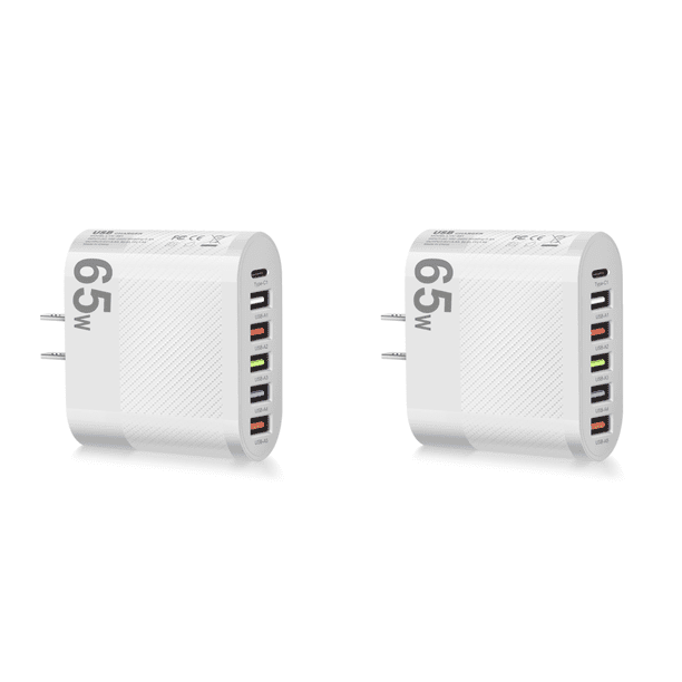 Adaptador Cargador USB Tipo C 5V/3 5A Carga 65W para IPhone (enchufe EE. UU.) Blanco
