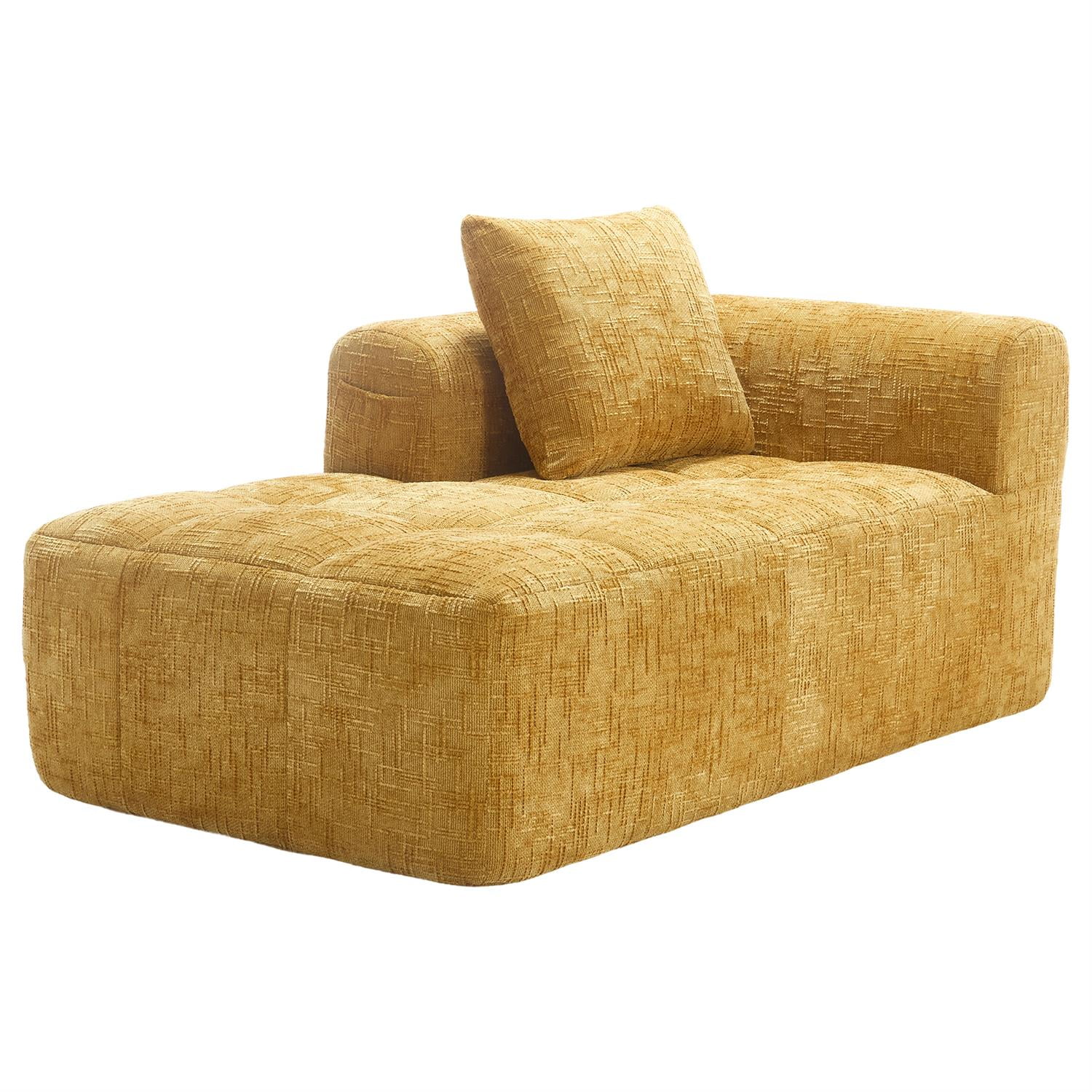 Demi Bonn 62" Plush Chenille Loveseat Sofa, Modular Sleeper for Living Room, Bedroom, Apartment Lounge, Stylish & Comfortable Couch, Yellow