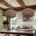 thumbnail image 2 of UEEYAC Vintage Handwoven Rattan Pendant Lights Wicker Lamp Shade, 2 of 12