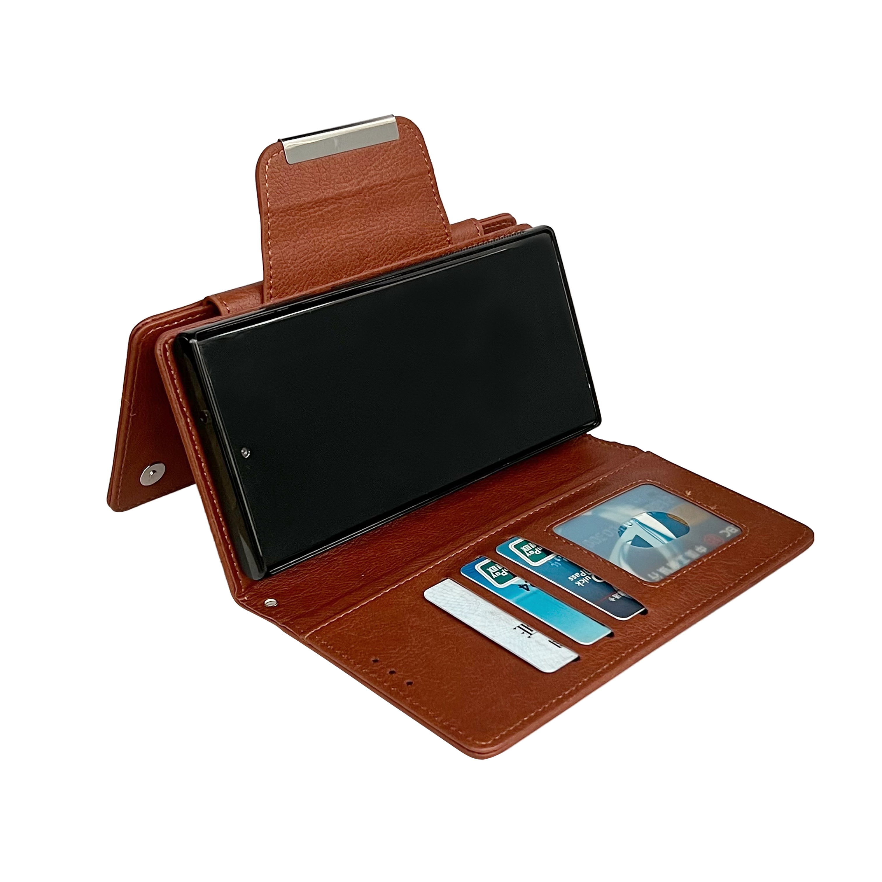 Designed For Samsung Galaxy S25 Wallet Phone Case,Detachable PU Leather Magnetic Flip,With Card Slots,Flip Folding Kickstand,Heavy Duty Anti-fall Shockproof Rugged Phone Case,Brown