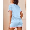 thumbnail image 3 of Ekouaer Womens Silk Satin Pajama Set Short Sleeve PJs 2 Piece Button Down Top and Shorts Notch Collar Sleepwear Sets Soft Pjs, 3 of 6