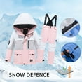 thumbnail image 3 of Kids Snow Suit Boys Girls Winter Thickened Ski Jacket Pants Set Hooded Straps Set Windproof Girls Thanksgiving Outfit, 3 of 4