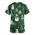 thumbnail image 4 of Women's Christmas Scrub Medical Working Uniform Tops for Women Cute Snowman Printed Scrub Shirts with Pockets, XXL, 4 of 5
