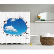 Hookless White Herringbone Polyester Shower Curtian With