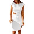 thumbnail image 1 of Moda mujer casual sexy cuello redondo sólido verano manga corta mini vestido Fridja  bnh1446, 1 of 8