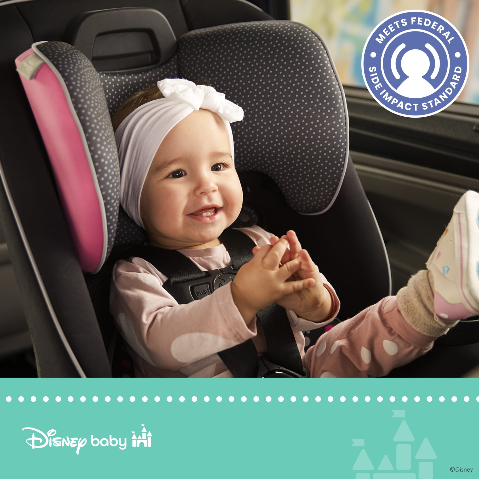 Disney Baby Easy Elite Slim All-In-One Convertible Car Seat, Modern Mickey