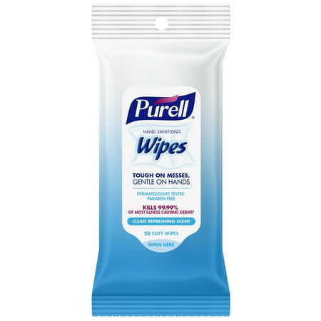 (Pack of 6) PURELL Hand Sanitizing Wipes, Clean Refreshing Scent, 20 Ct Travel (Best Hand Wipes For Travel)