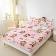 thumbnail image 4 of Manfei Kawaii Brown Monkey Full Size Sheets,Zoo Animal Bed Sheets,Colorful Flower Rainbow Sheet Sets For Kids,Ultra Soft Home Decor,4pcs, 4 of 7