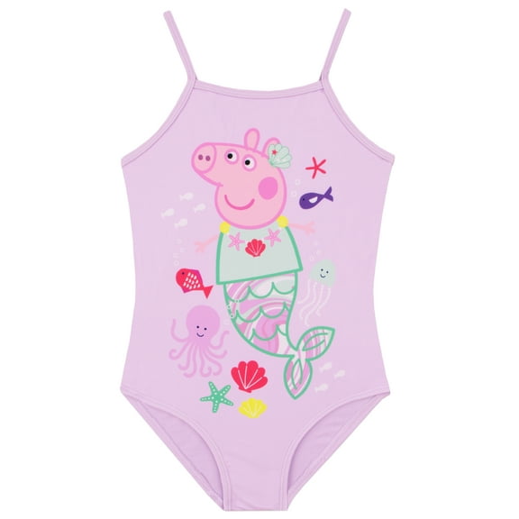 Peppa Pig Girls Spaghetti Strap Swimsuit Purple Sizes 2T-8