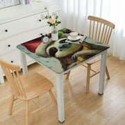 nygtbtfer Vinyl Table Cover Elastic Edged Christams Sloth Animal Tablecloths for Table Oil-Proof Wipeable PVC Table Cloth white