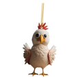 thumbnail image 2 of Charming Pendant Chicken Figurine Ornament Car Hanging Decorative Christmas Tree White, 2 of 9