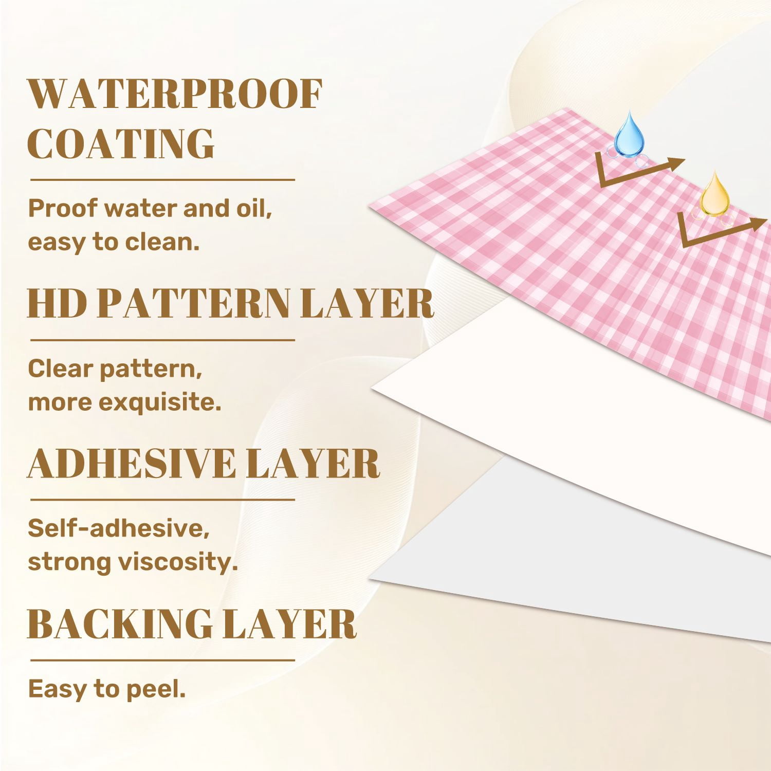 Peel and Stick Wallpaper Pink gingham check seamless Soft romantic checkered Wall Mural 17.7in x 9.8ft Self Adhesive Removable Wall Paper Renter Friendly Wallpaper for Bedroom Bathroom