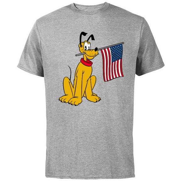 Disney Pluto Americana - Short Sleeve Cotton T-Shirt for Adults - Customized-Athletic Heather