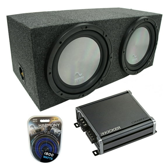 Universal Car Stereo Rearfire Sealed Dual 10" Harmony A102 Sub Box & CXA800.1