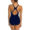 thumbnail image 3 of Speedo Women's One Piece Swimsuit,Keyhole Racerback, Moderate Cut Contrast Trim (Peacoat, Medium), 3 of 3