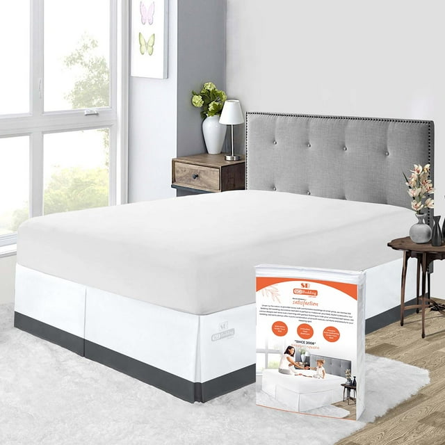 SGI Bedding 14" Drop Twin Size Dark Grey Solid Bed Skirt Split Corner Dual Tone Microfiber