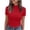 Red, variant on Womens High Neck Ribbed Knit Tees Summer Solid Color Casual Short Sleeve Lettuce Edge Slim Fit Blouse