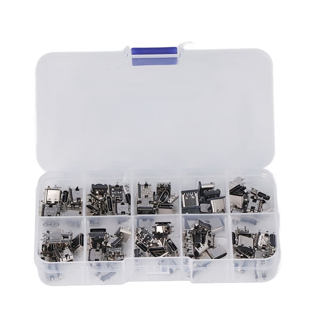 Juego de 100 conectores USB hembra tipo C para reparación de soldadura y adaptadores.