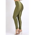 thumbnail image 5 of Ofenti Shiny Leggings for Women High-Waist Neon Tights for Parties & Raves, SX Olive, 5 of 8