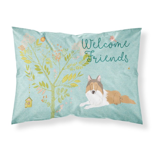 "Treasures Welcome Friends Collie Printed, Polyester, 250 Thread count, Envelope closure Pillowcase, Standard, Multicolor" Caroline's Treasures BB7584PILLOWCASE