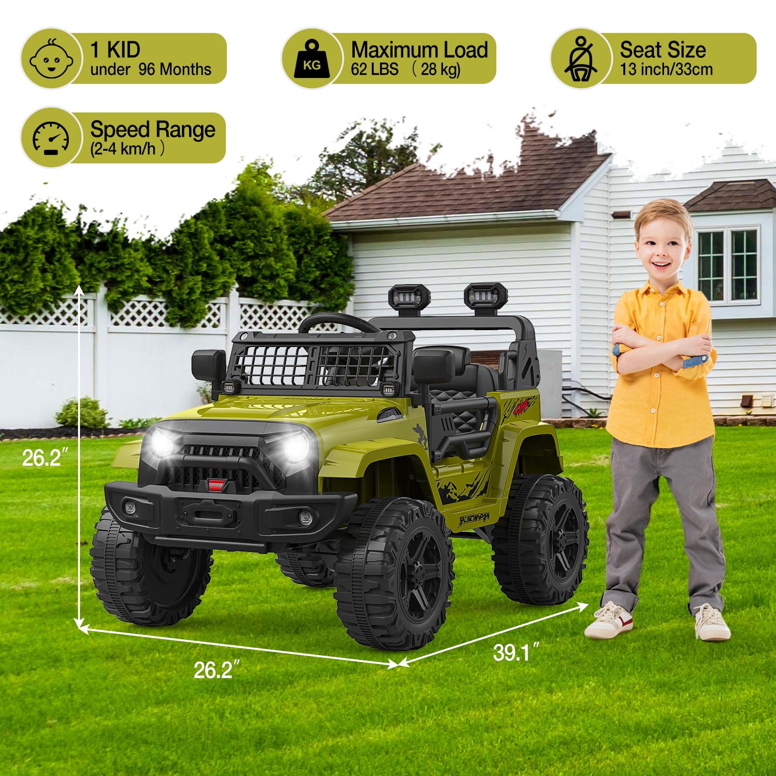 CazToi 12V Kids Ride On Truck Toddlers Battery Powered Electric Vehicle with Remote Control Ride On Toy Car for Boys Girls 3-8