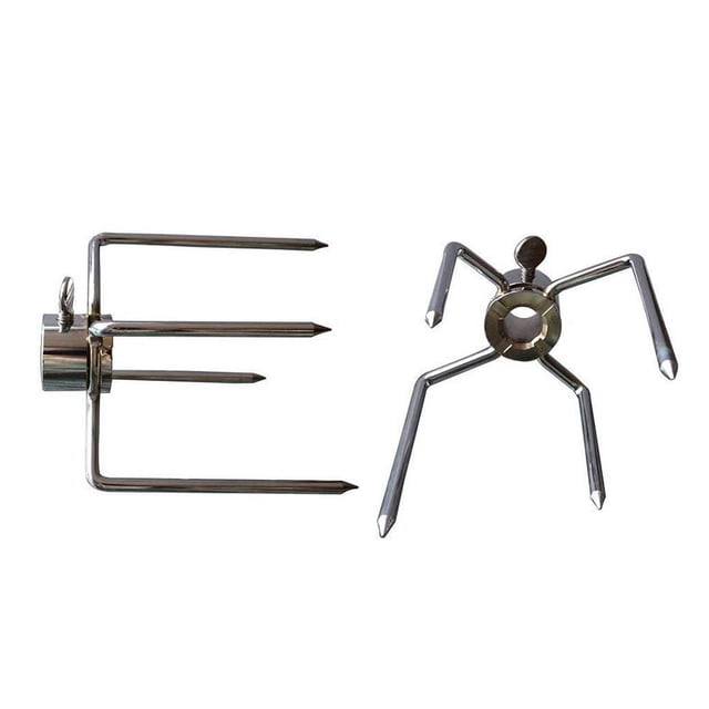 Tenedor giratorio para barbacoa PCS, diámetro 11,2 mm, tenedor de cocina chapado multifunción, suministros para barbacoa al aire libre