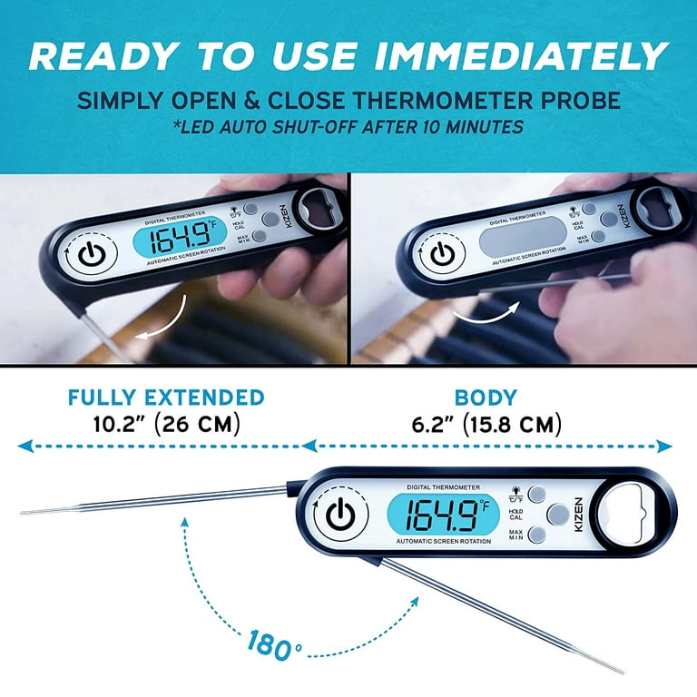 Kizen IP100 Digital Meat Thermometer - Instant Read Waterproof